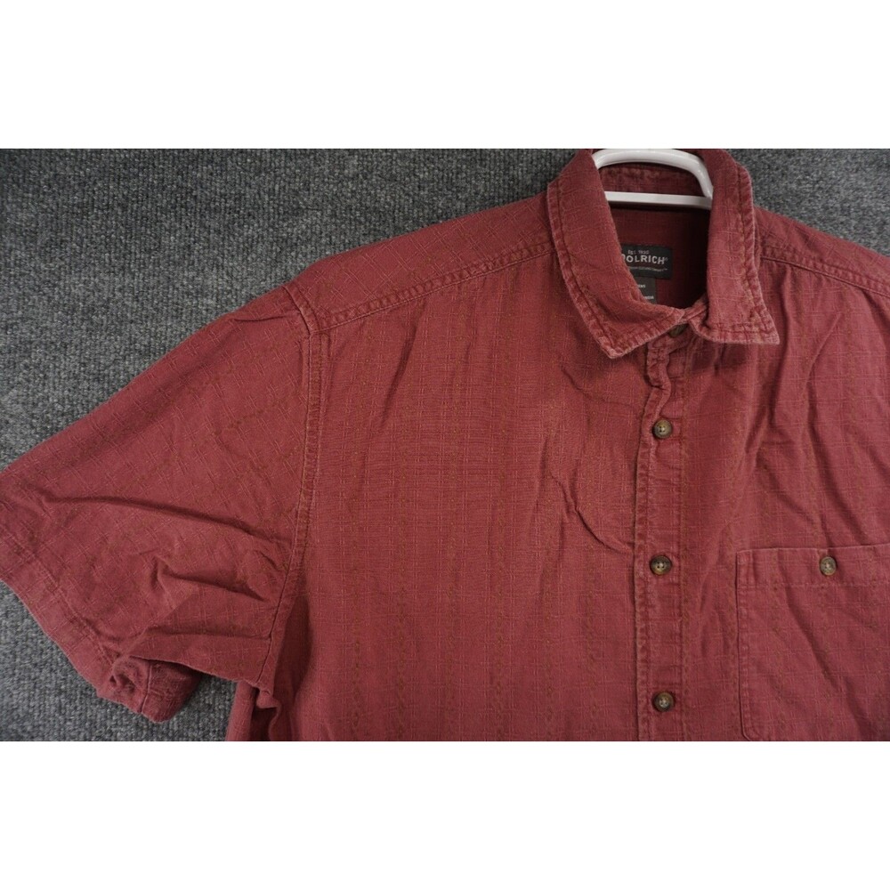 Woolrich Shirt Mens Large Red Short Sleeve Button Up Casual